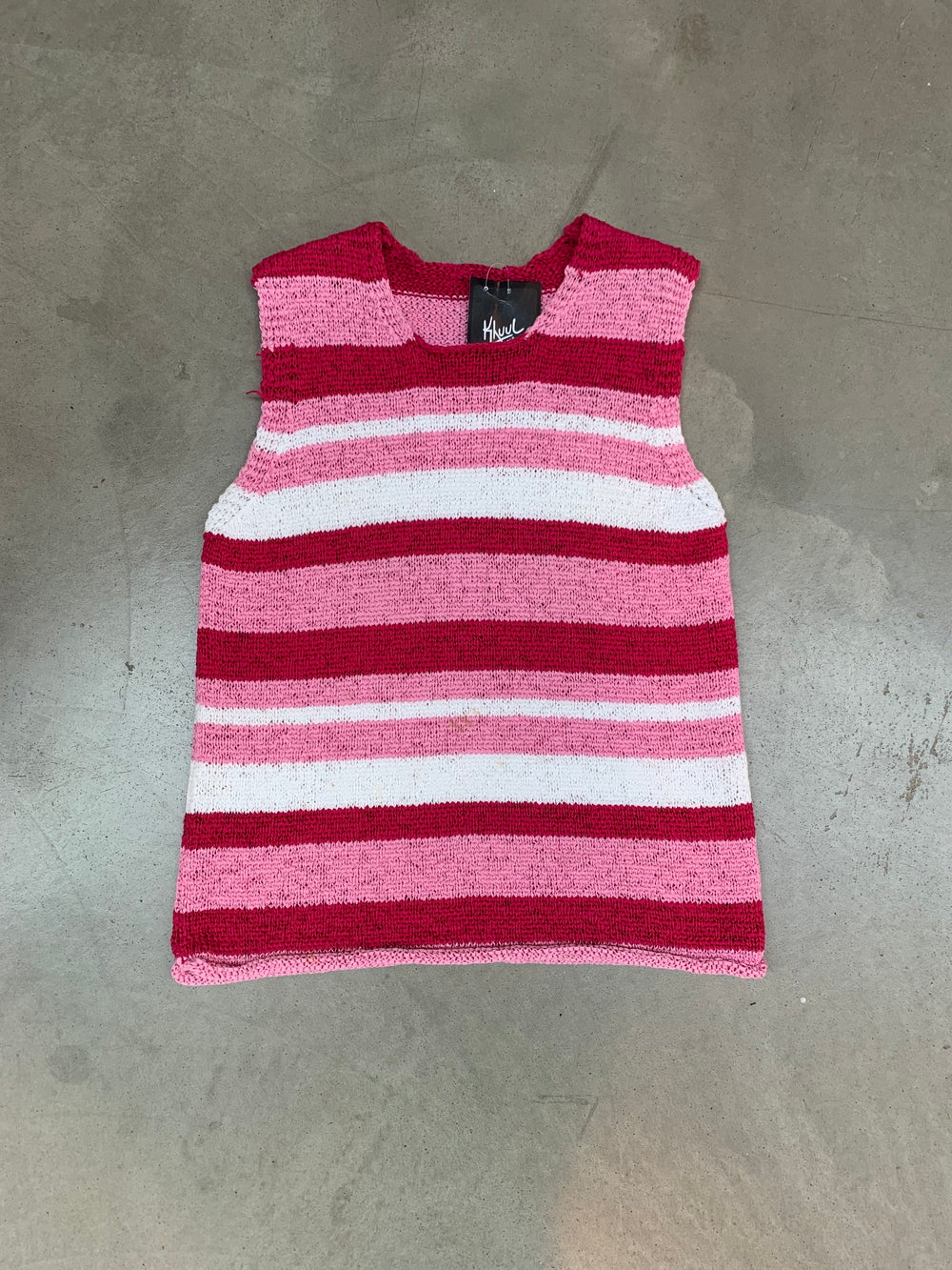 Vintage Pink Stripe Knit Sleeveless Top