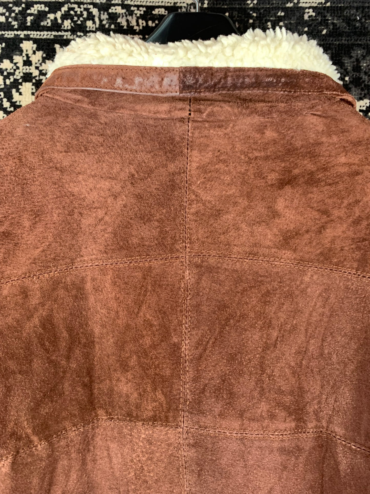 Men’s Vintage Brown Suede Sherpa Coat