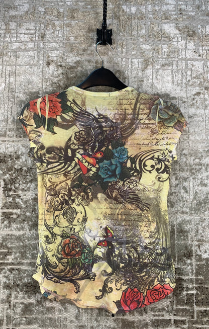 Womens Y2K Beaded T Shirt