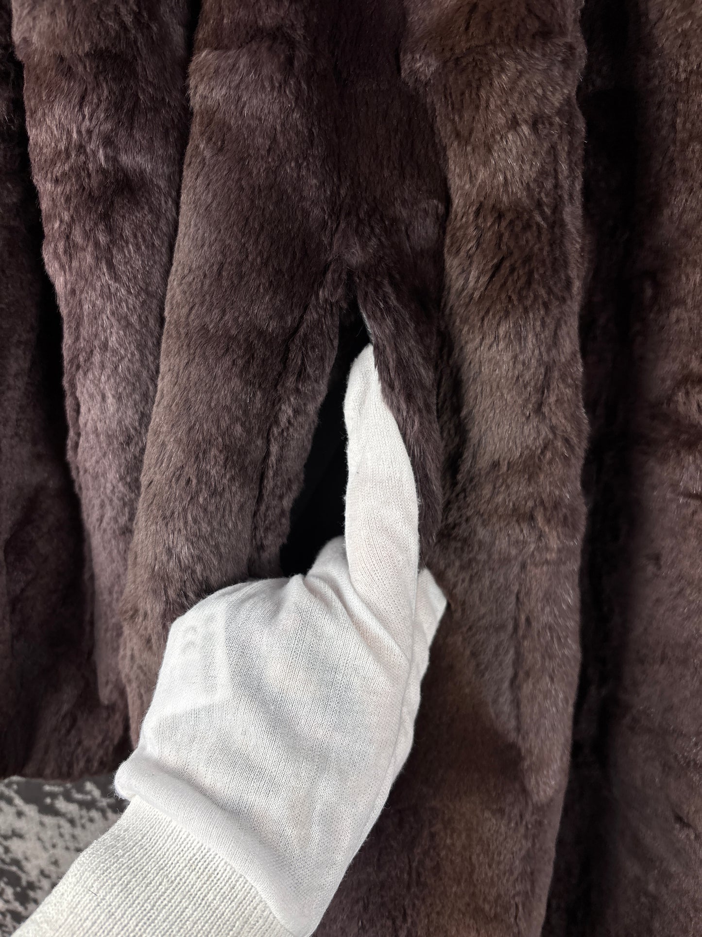 Women's Vintage Dark Brown Long Genuine Sheared Mink Fur Coat