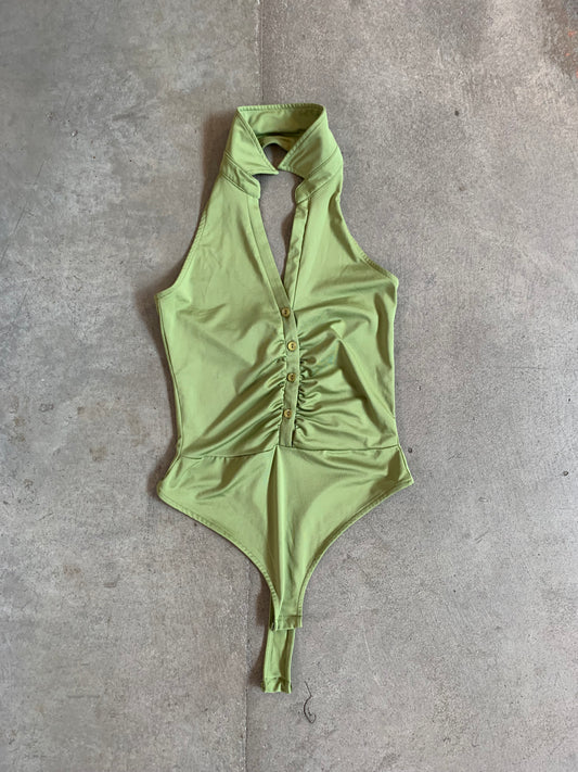 Olive Green Halter Bodysuit Womens M