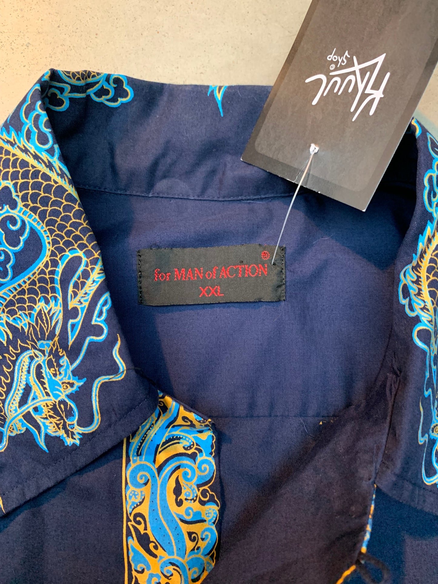 Vintage "for MAN of ACTION" Navy Blue Button Up Shirt