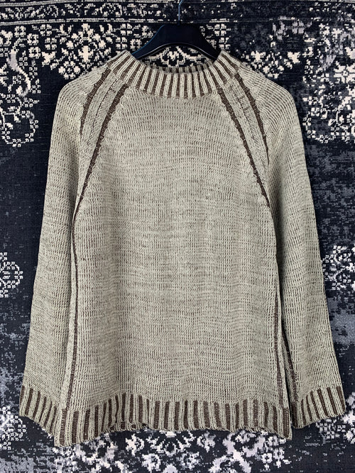 Unisex Washed Two-Tone Chunky Knit Sweater