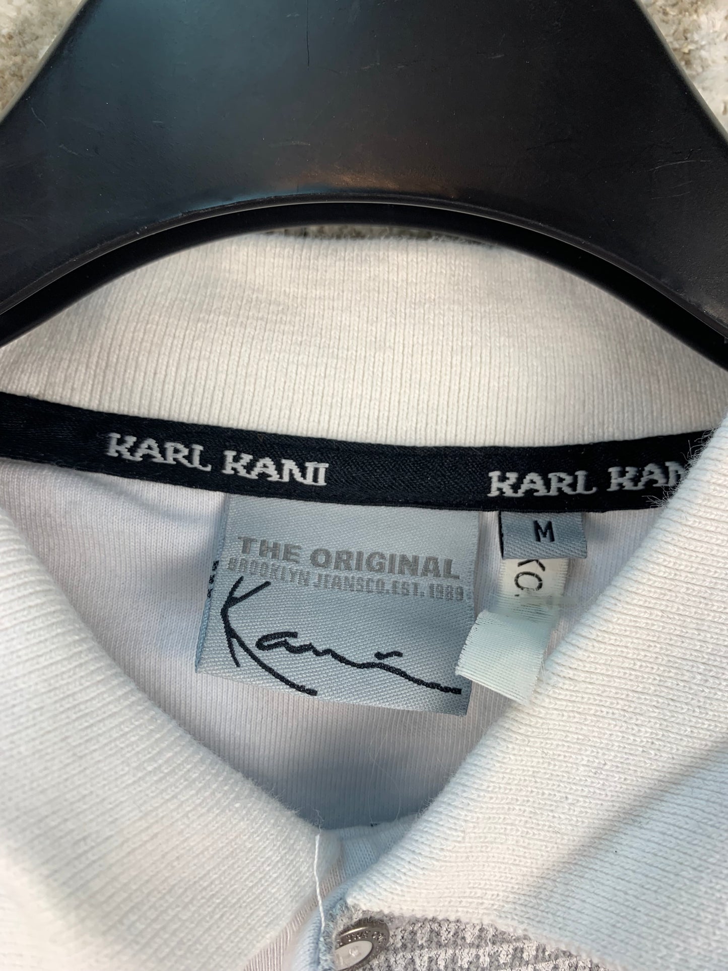 Mens Karl Kani Gray Check Pattern Polo Shirt