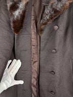Women's Vintage Dark Brown Wool Blend Coat
