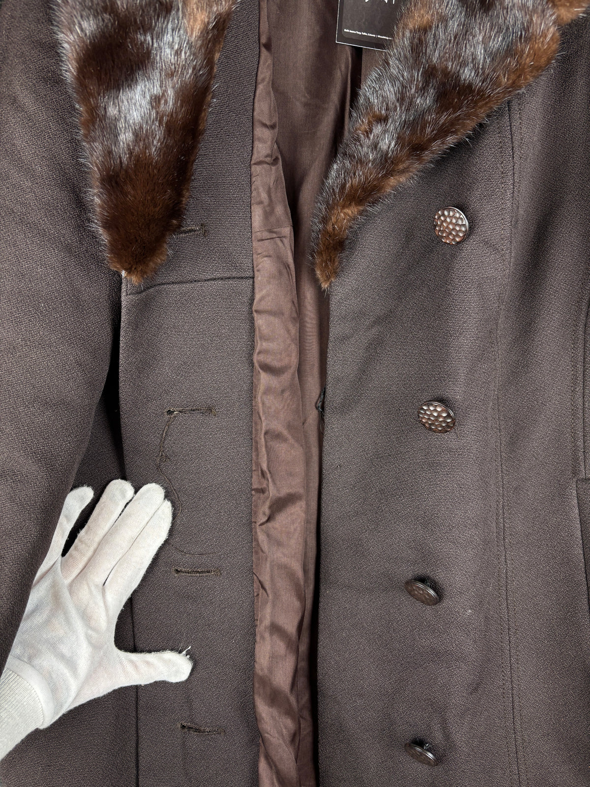 Women's Vintage Dark Brown Wool Blend Coat