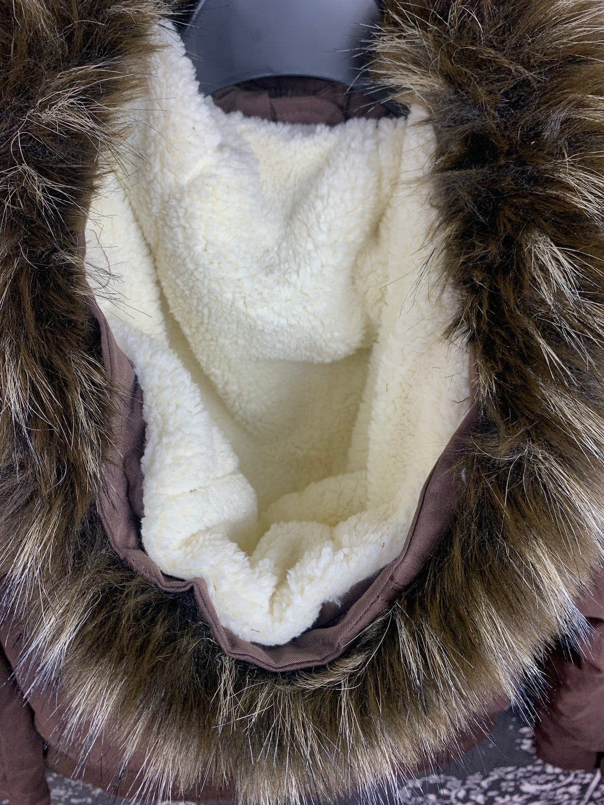y2k mocha brown cropped jacket with fur trim