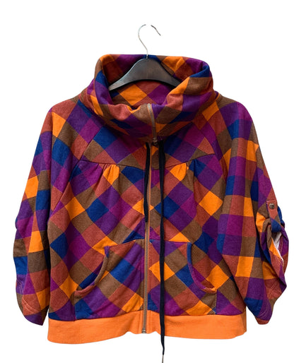 Only Multicolour Check Cowl-Neck Zip Jacket