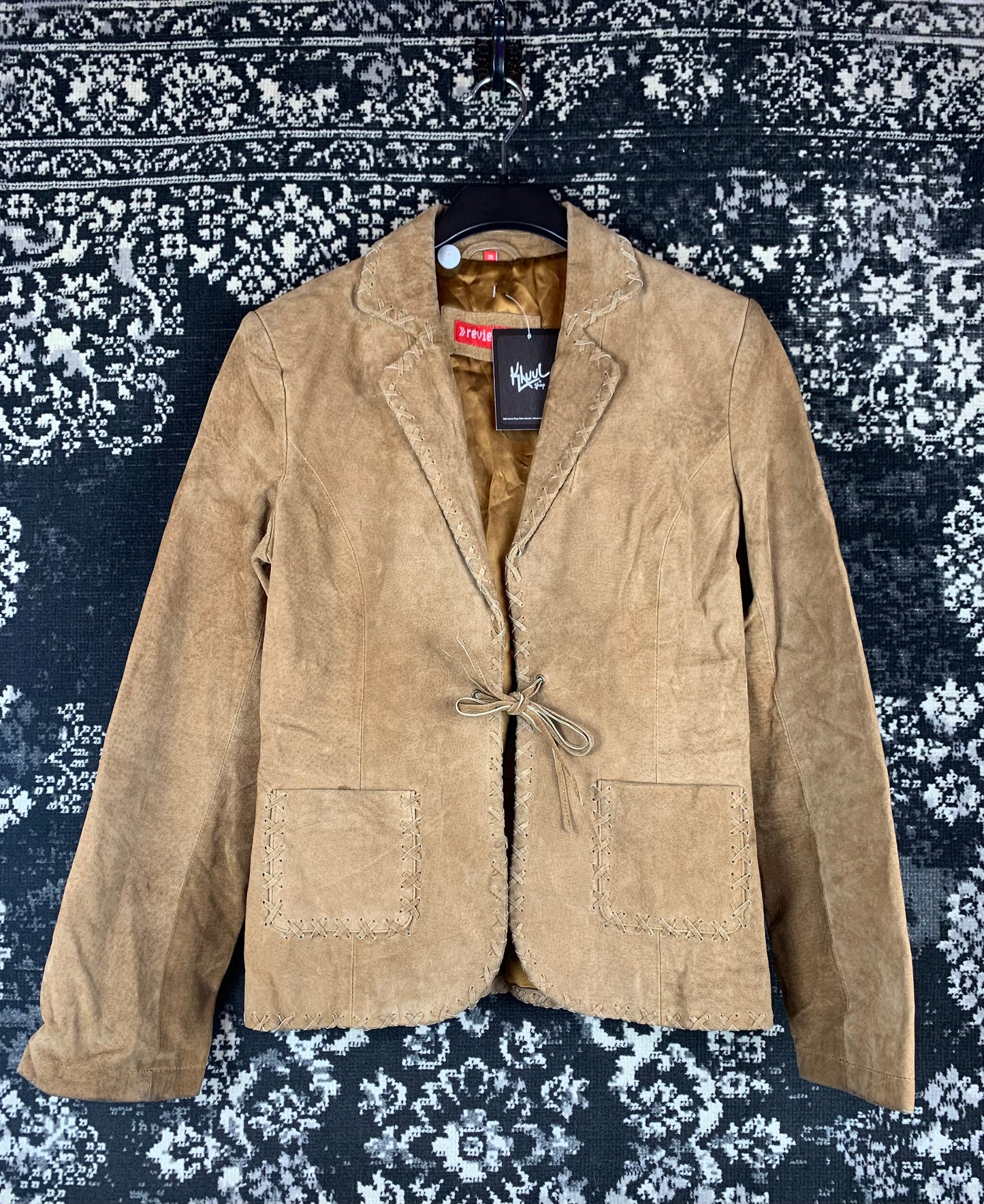 Womens Vintage Review Tan Suede Boho Blazer