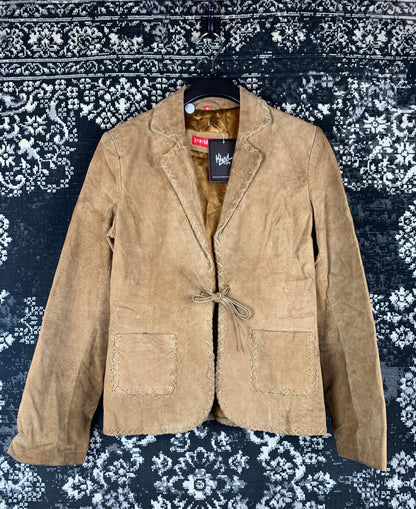Womens Vintage Review Tan Suede Boho Blazer