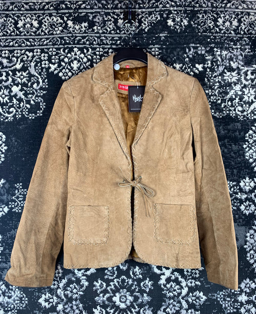 Womens Vintage Review Tan Suede Boho Blazer