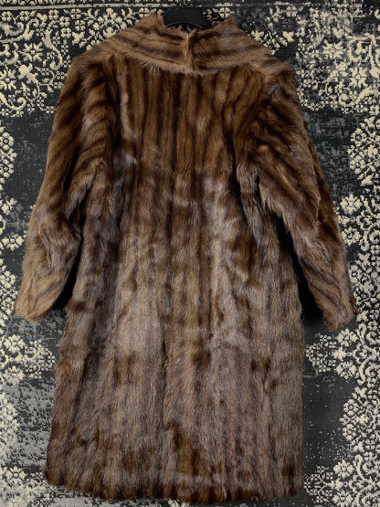 Women's Vintage Dark Brown Genuine Beaver Long Fur Coat