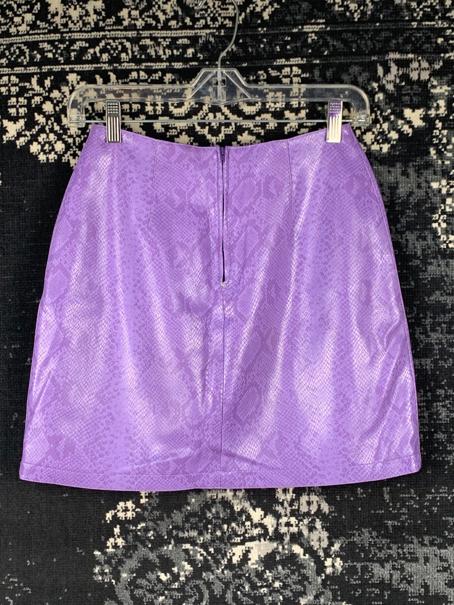 Womens Vintage Y2K Purple Snakeskin Leather Mini Skirt