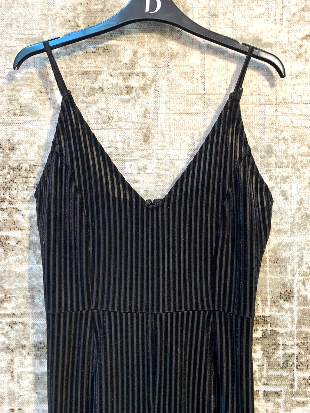 Striped Velvet V-Neck Cami Jumpsuit