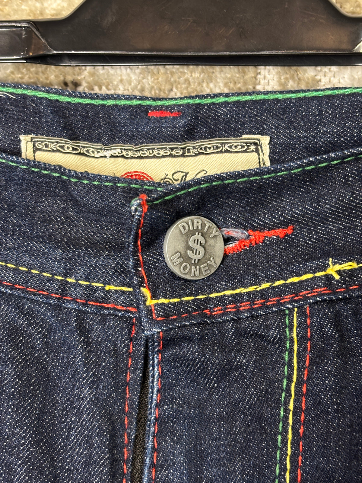 Dirty Money Kush Rasta Embroidered Baggy Jeans