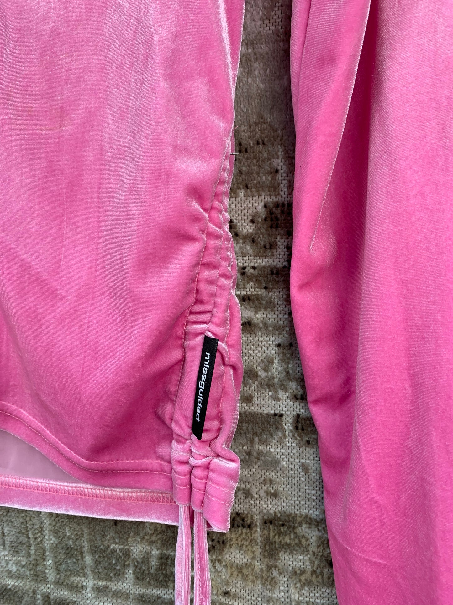 Womens Y2K Playboy Missguided Pink Velvet Track Jacket