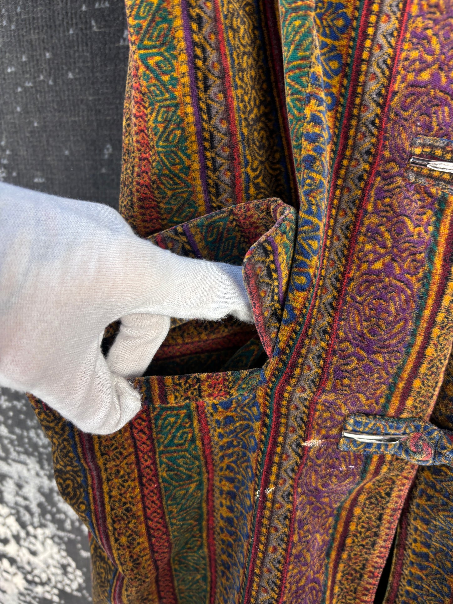 Multicolor Patterned Hippie Style Velvet Vest