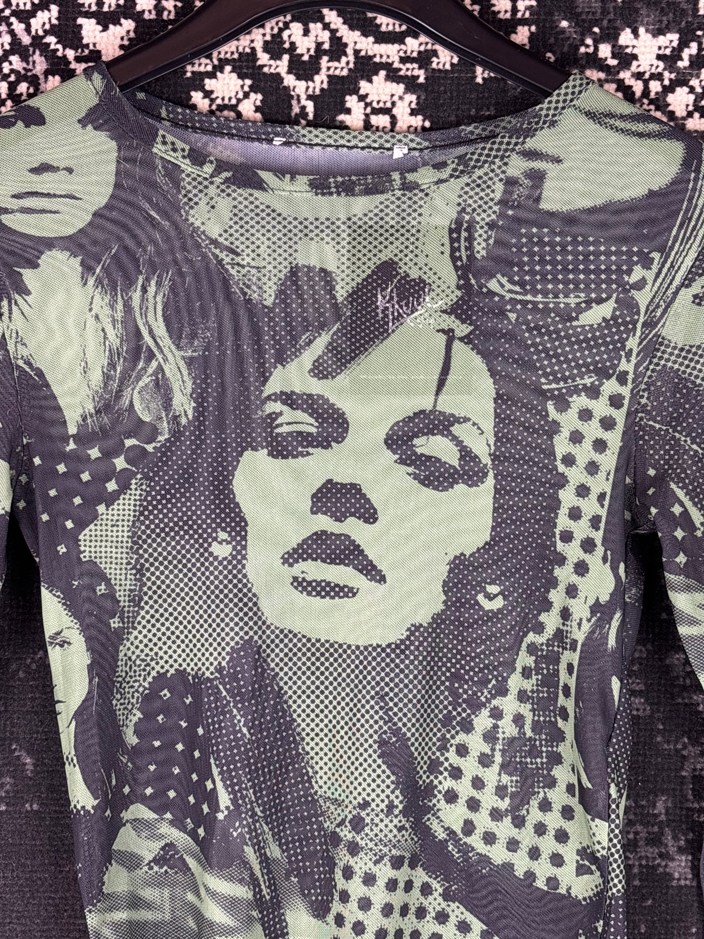 Women's Green Y2K Vibe Longsleeve Mesh Top