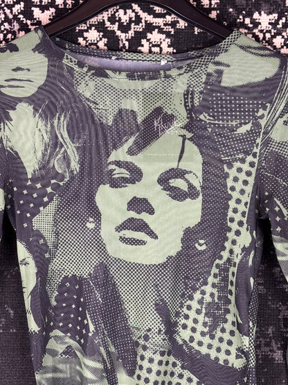 Women's Green Y2K Vibe Longsleeve Mesh Top