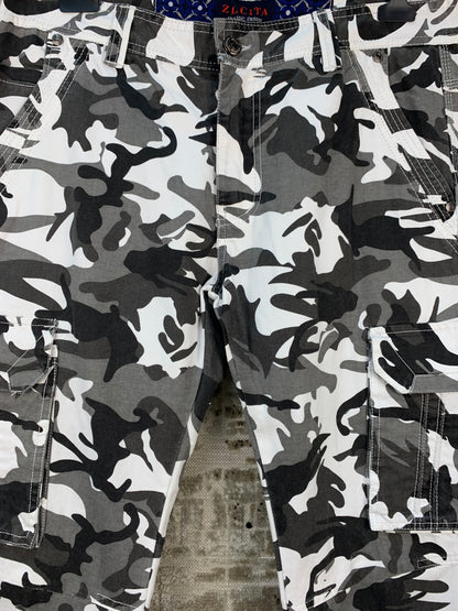 ZLCITA Mens Black Grey White Camouflage Cargo Pants