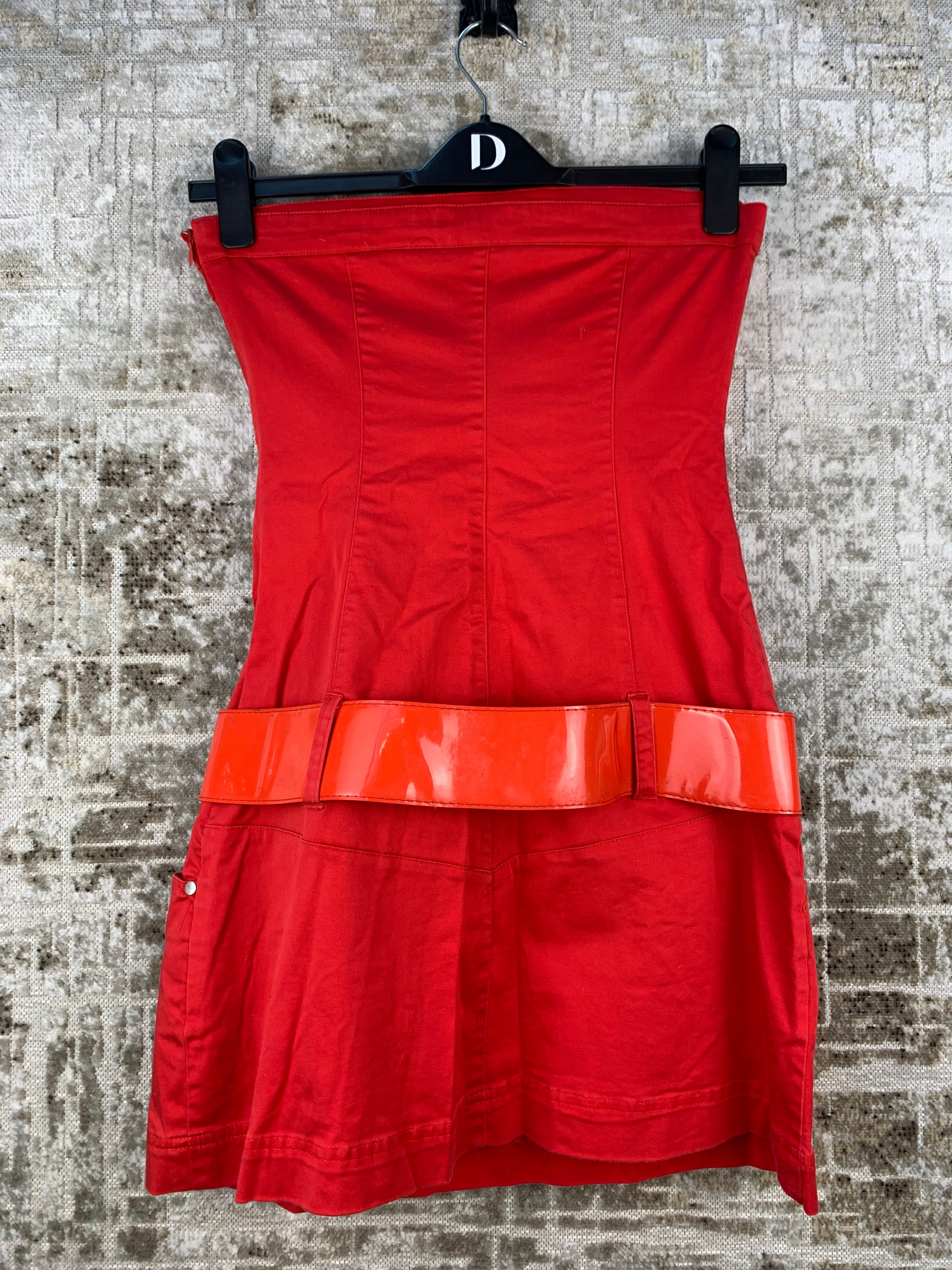 Womens Y2K Vintage Red Strapless Mini Dress