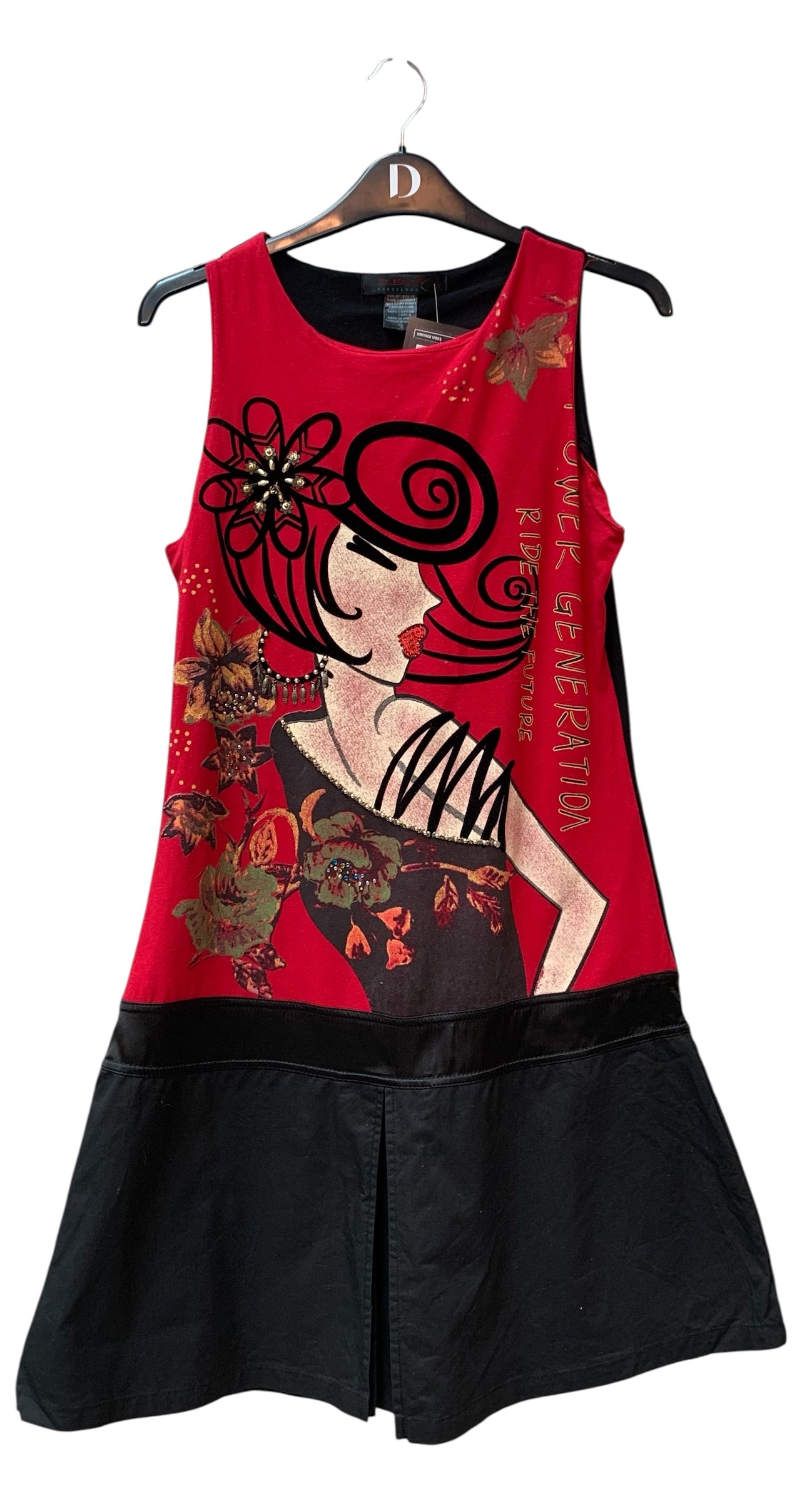 Custo Barcelona Beaded Graphic Sleeveless Dress