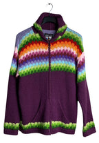 Y2K Rainbow Fair Isle Zip-Up Cardigan