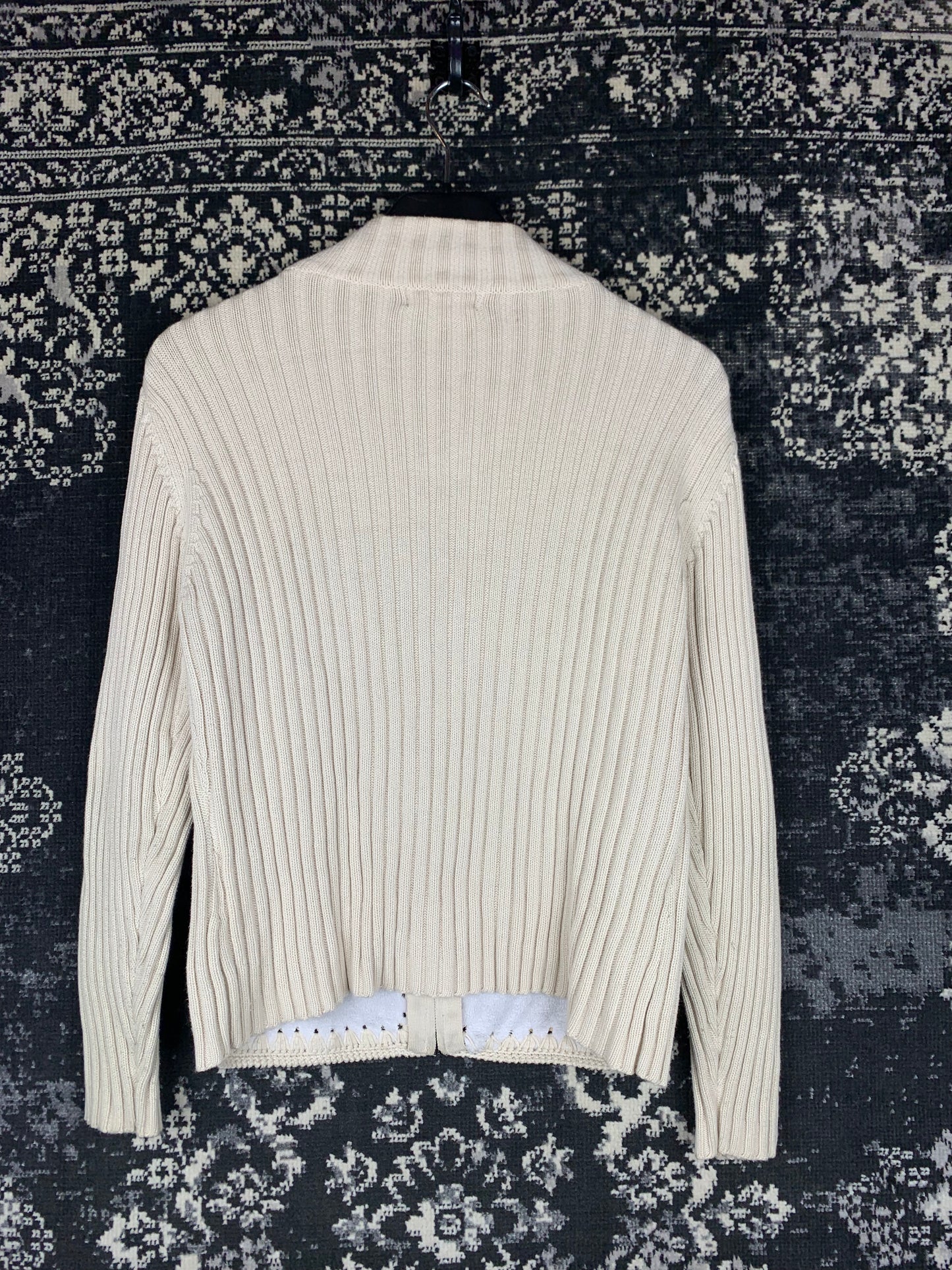 Women's Y2K Style Pierre Cavallo Off-White Ribbed Zip-Up Hoodie