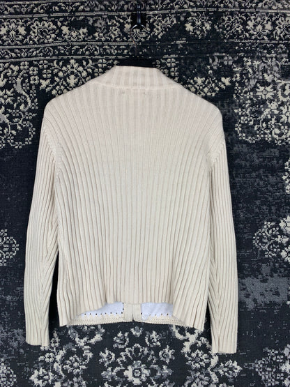 Women's Y2K Style Pierre Cavallo Off-White Ribbed Zip-Up Hoodie