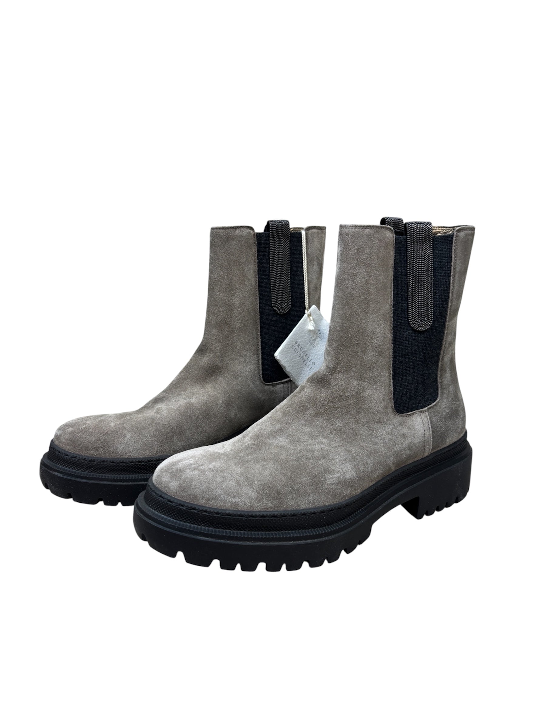 Brunello Cucinelli Gray Suede Chelsea Boots