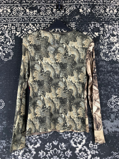 Womens Y2K One Street Long Sleeve Graphic Shirt With Religious Print