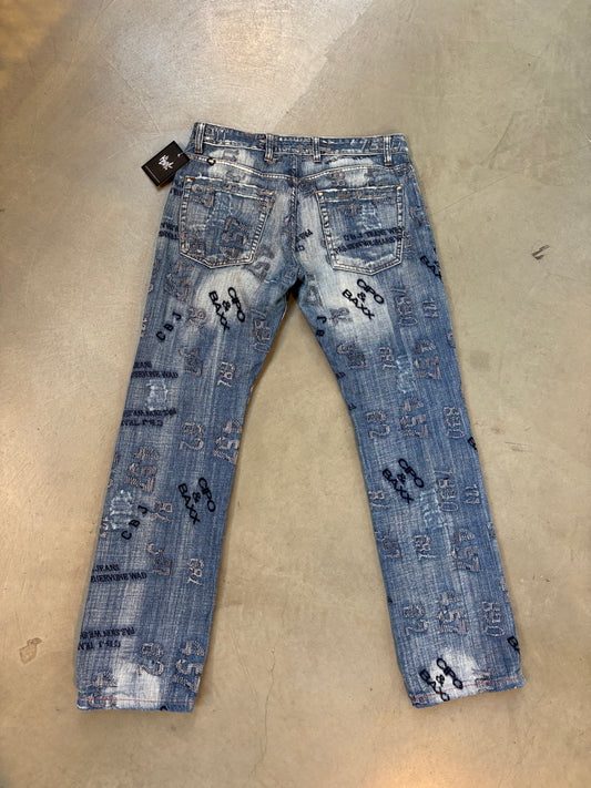 Cipo &amp; Baxx Blue Graphic Embroidered Denim Jeans