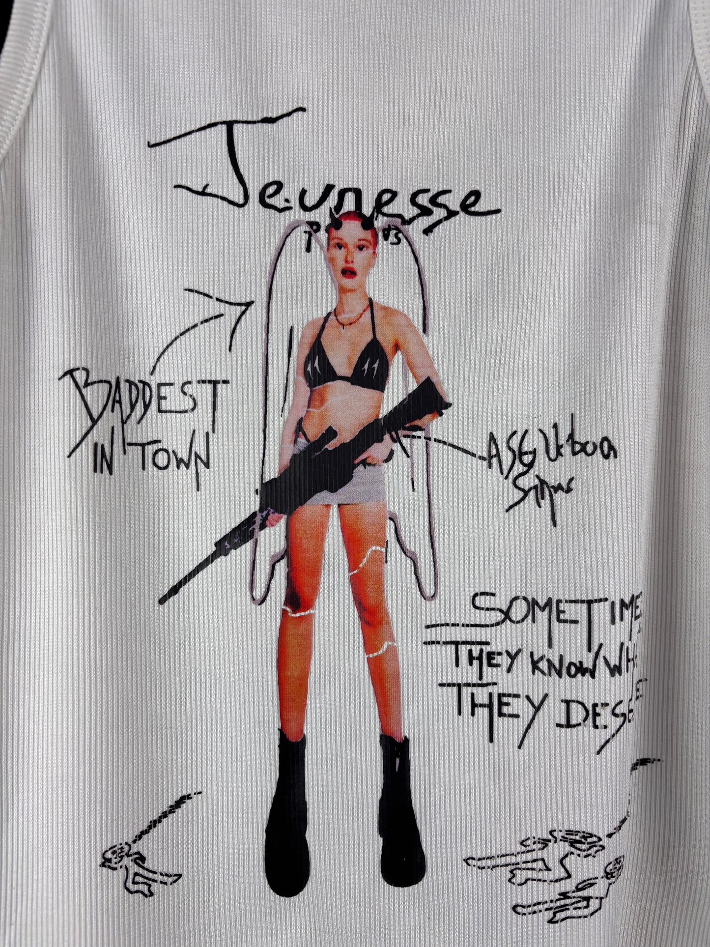 Womens Y2K Printed White Tank Top