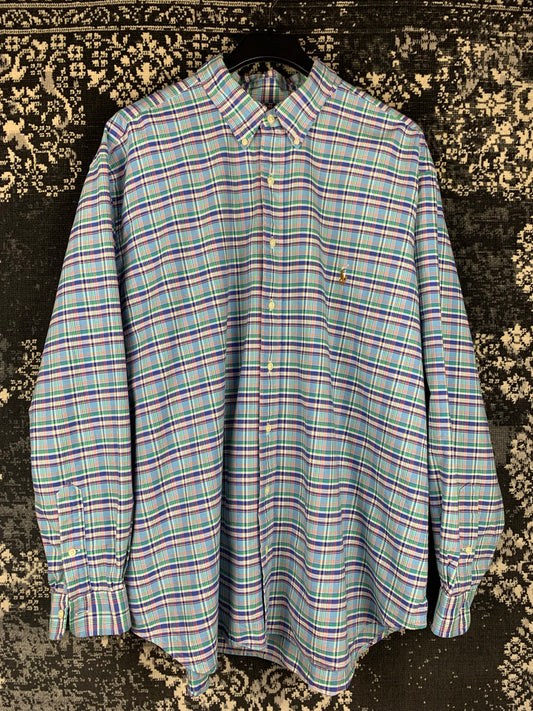 Men's Vintage Ralph Lauren Light Blue Long Sleeve Button-Up