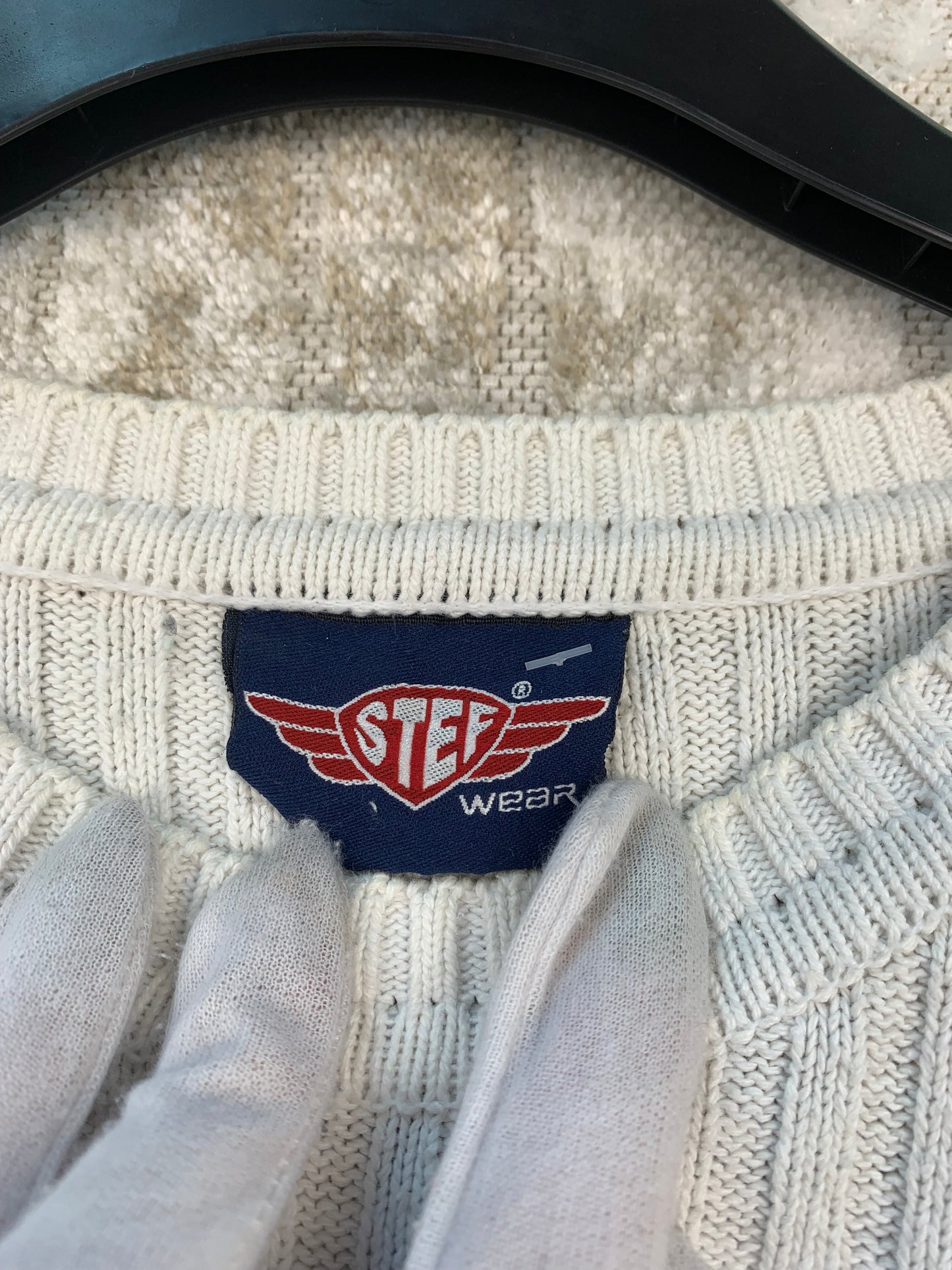 Mens Y2K White Knit Sweater