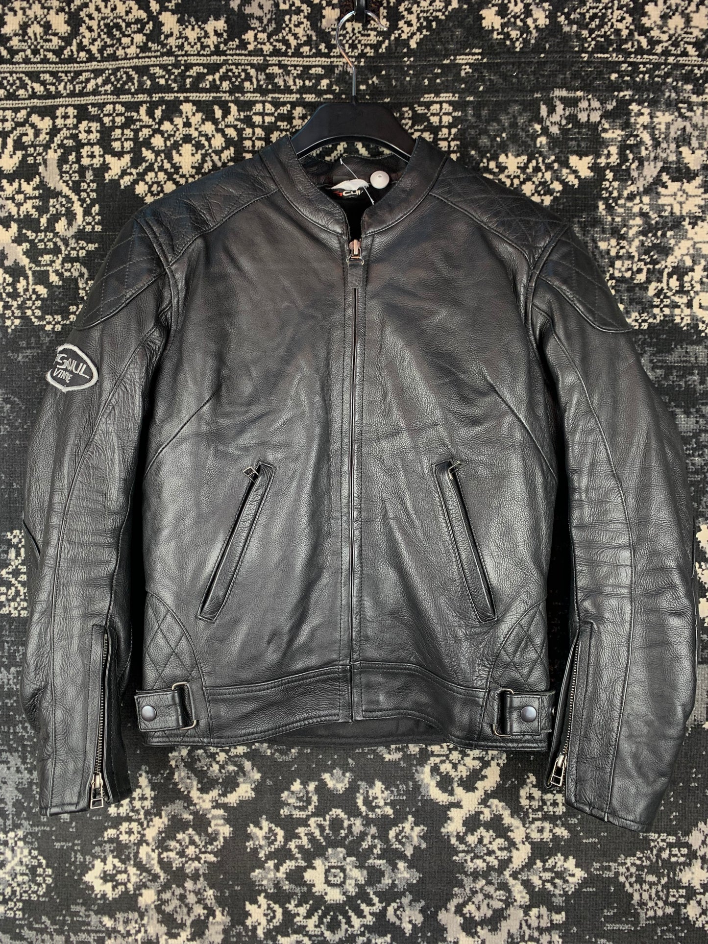 TSCHUL Vintage Black Motorcycle Leather Jacket