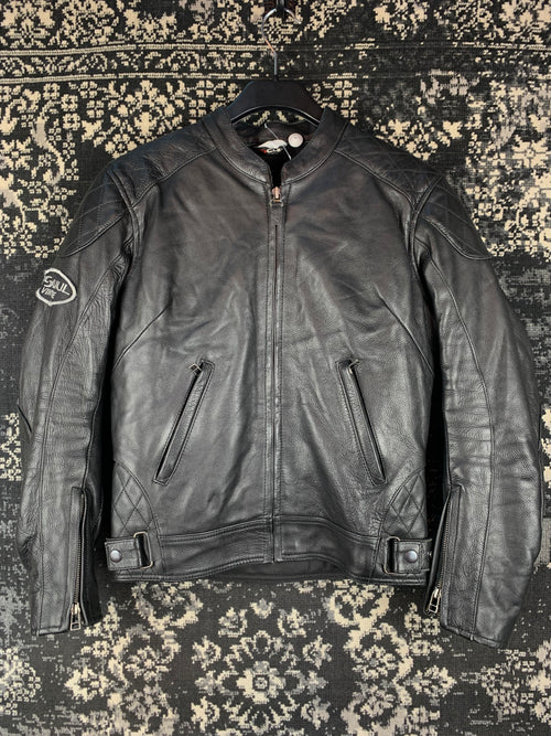 TSCHUL Vintage Black Motorcycle Leather Jacket