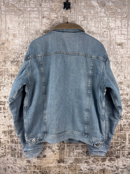Men's Vintage Denim Jacket Sherpa Lined Blue Trucker Jacket