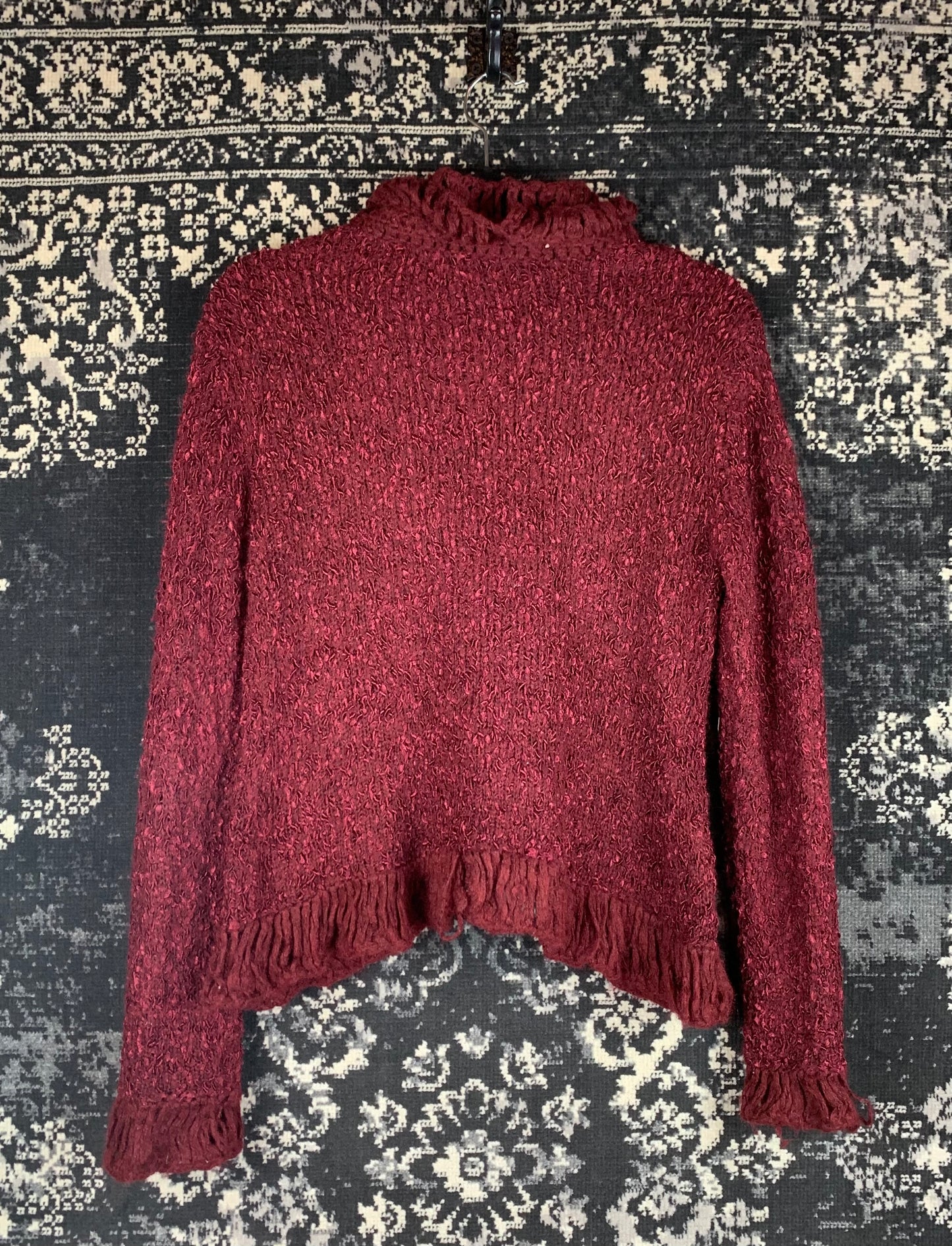 Women's Vintage LNA Fashion Burgundy Front-Open Cardigan