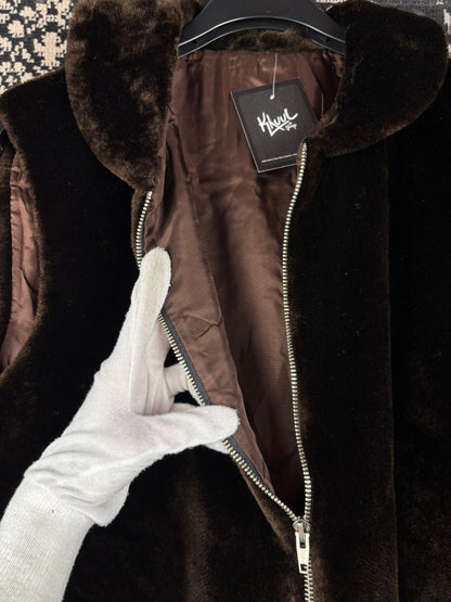 Women's Y2K Vintage Dark Brown Soft Faux Fur Vest