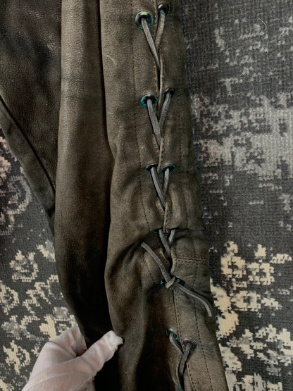 Men's Vintage Black Suede Leather Pants