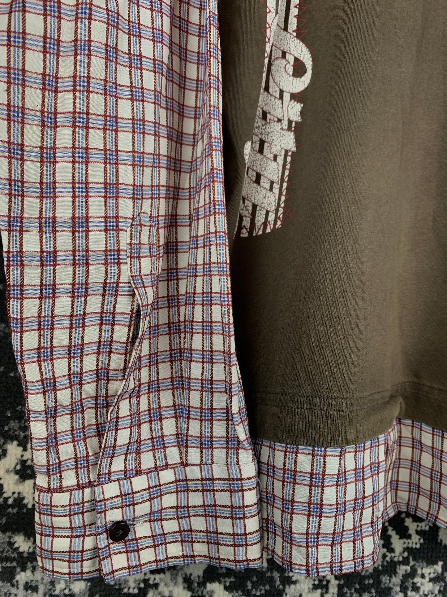 Mens Y2K Clockhouse Distressed Long Sleeve Polo