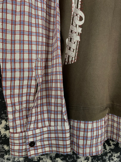 Mens Y2K Clockhouse Distressed Long Sleeve Polo