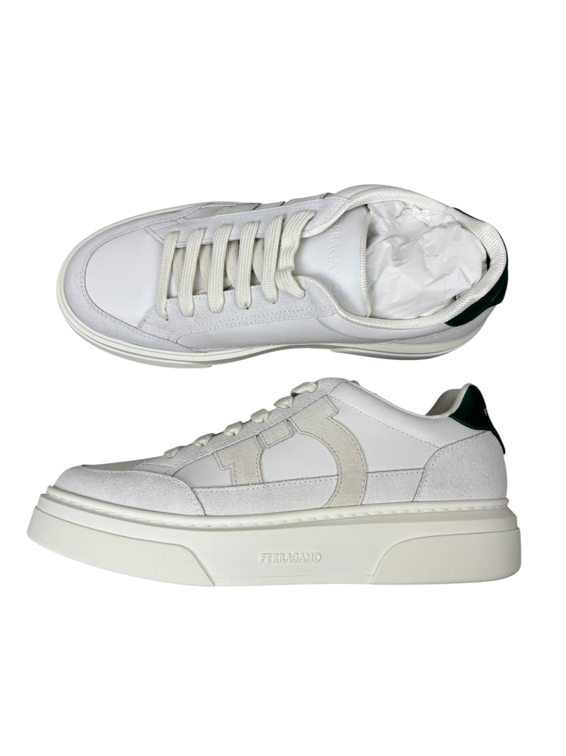 Ferragamo Gancini-Patch Calfskin Leather Sneakers