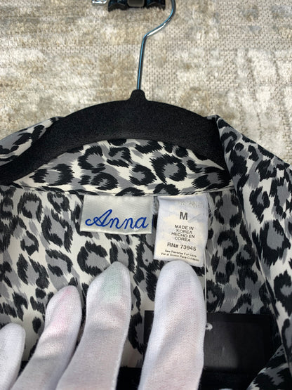 Womens Y2K Anna Leopard Print Button Up Shirt