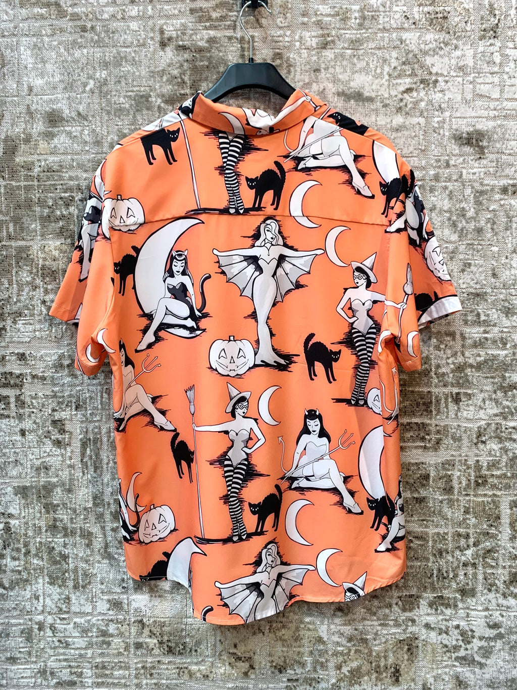 Halloween Pin-Up Print Short Sleeve Shirt