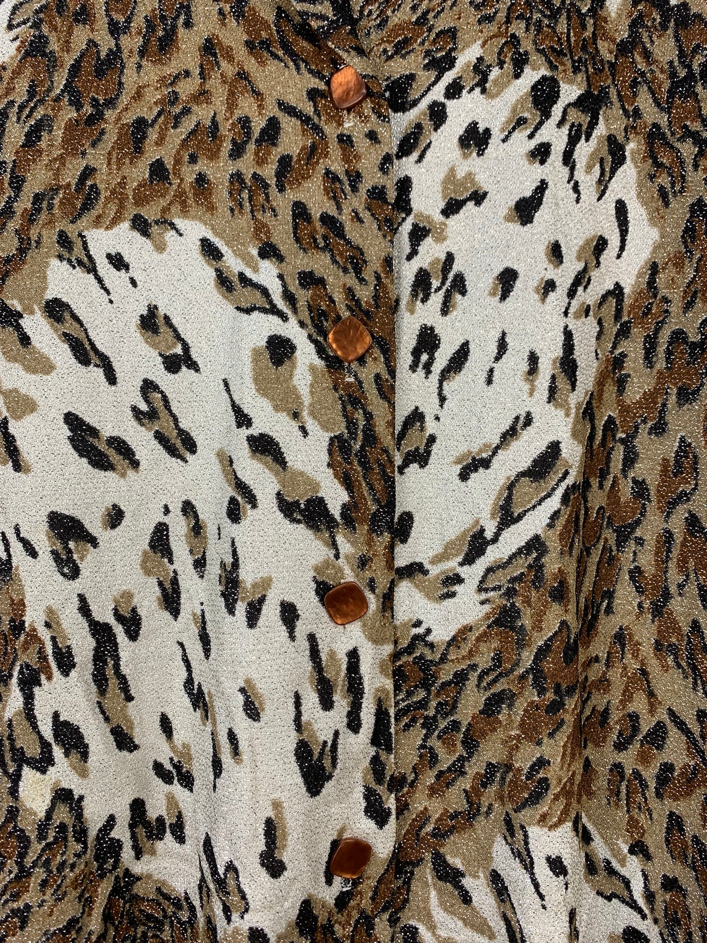 Women's Vintage Leopard Print Shirt Sparkly V Neck Button Up Blouse