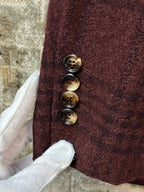 Brunello Cucinelli Plaid Check Burgundy Blazer