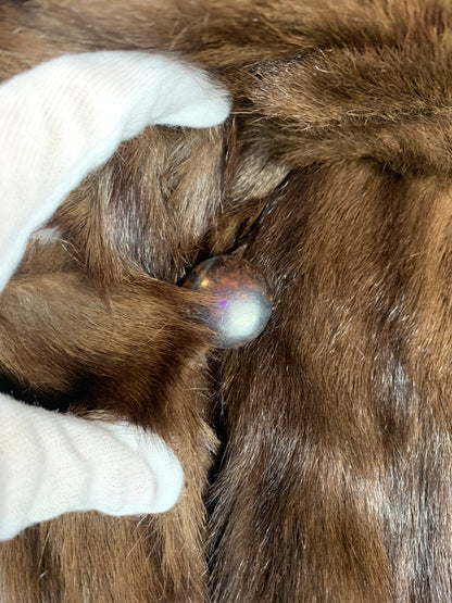 Women's Vintage Dark Brown Genuine Beaver Long Fur Coat