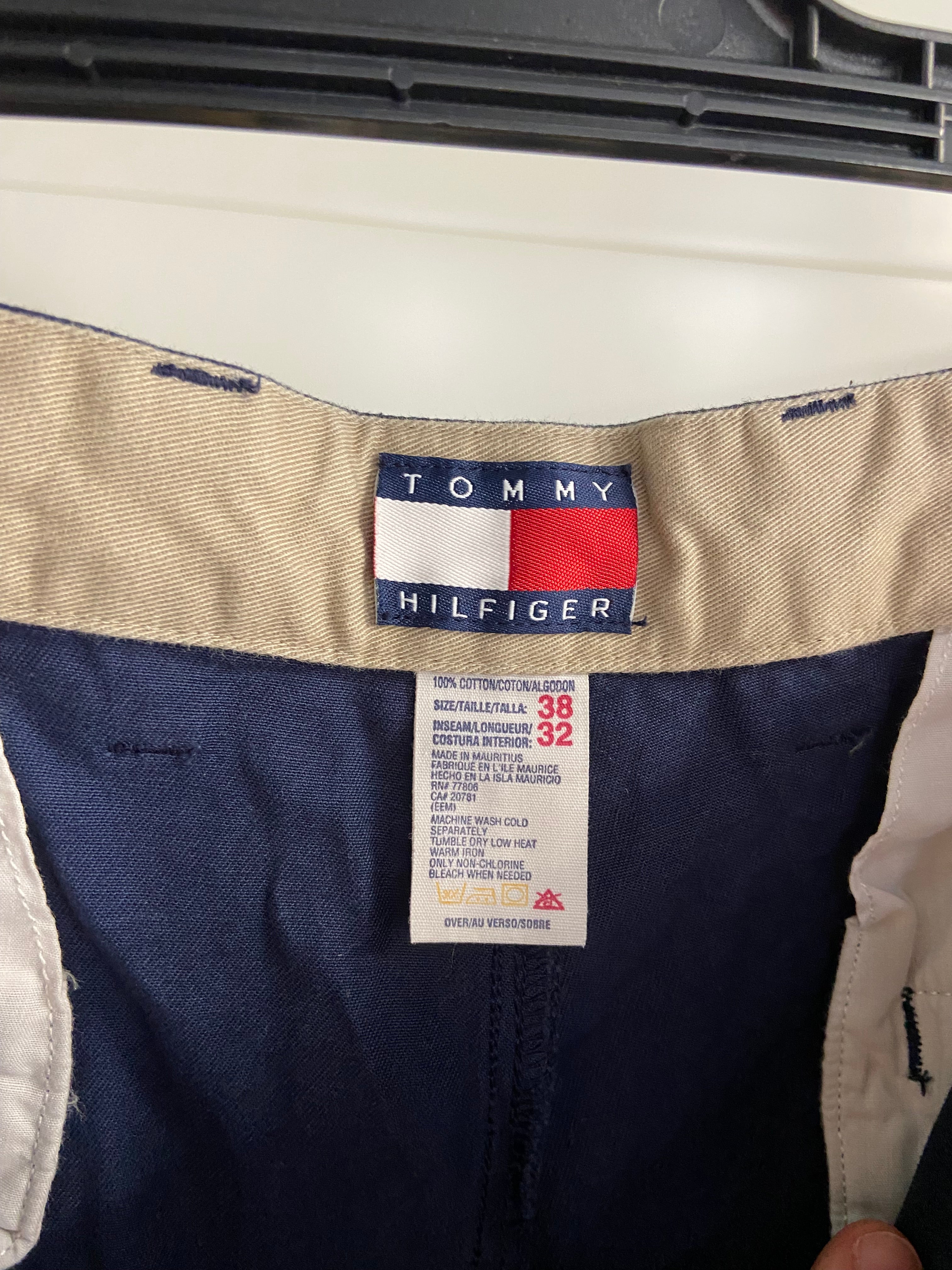 Vintage Tommy Hilfiger Chinos Pants Mens 38 Navy Zip Up Cotton
